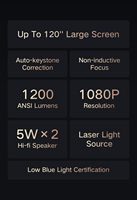 Proyector R1 Nano UST 1080p Full HD 1200ANSI Lúmenes Láser ALPD Ultra Corta Distancia 2G RAM DMD