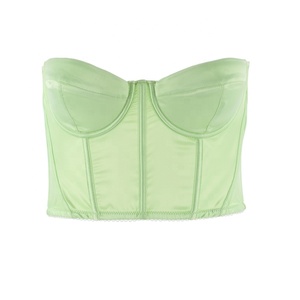 Custom Mint Green Satin <b>Corset</b> Top Strapless Underwire Bustier Crop Top <b>Women</b> Clothing OEM Manufacturer - Product Image 1