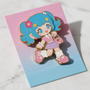 Broche en métal Fée Ange Fille de dessin animé, plaquée or, émail dur, alliage de zinc, objet de collection artistique - Product Image 1