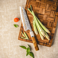 Couteau Santoku moderne de 7 pouces, couteau Santoku japonais en acier Damas à 55 couches avec manche en bois solidifié + imitation ivoire