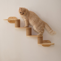 Grand Arbre à Chat de Luxe au Style Épuré, Étagères pour Chats en Bois, Maison de Jeu pour Animaux avec Griffoirs Muraux, Marches et Jouets Interactifs pour Animaux