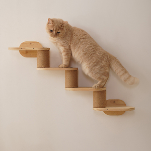 Cây mèo lớn sang trọng với phong cách đơn giản Kệ mèo gỗ Nhà chơi thú cưng với vết trầy xước tường bước tương tác chuyển động Đồ chơi thú cưng - Product Image 5