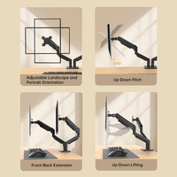 Support double moniteur KHCOOHOO avec technologie à ressort à gaz, en acier noir, pour écrans de 17 à 32 pouces, VESA 75/100, hauteur réglable, rotation à 360°, en stock