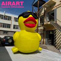 Canard gonflable jaune de 4 m de haut, personnalisé, en forme d'animal de dessin animé, avec lunettes de soleil noires