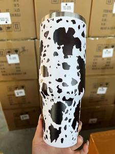 ถ้วยกาแฟสแตนเลสพิมพ์ลายเสือดาว8สี40ออนซ์พร้อมฝาและหลอดพิมพ์ลายวัวตะวันตก - Product Image 4