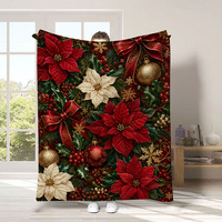 Couverture en peluche personnalisée OEM Scène Renne sous la Lune, style Village Neigeux, pour Chambre, Canapé, Décoration de Noël, Cadeau
