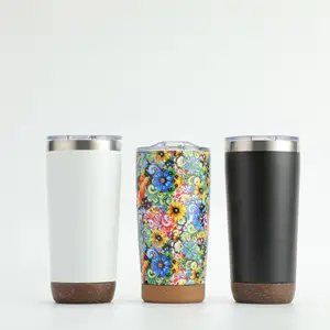 Wholesale 20Oz Double Walled Stainless Steel Vacuum Wide Mouth Tumblers Coffee Travel Mug Cup Tumbler With Cork Base