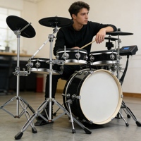 Ensemble musical complet : instruments de percussion et batterie électronique, parfait pour les centres communautaires et les groupes
