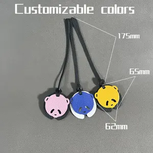 Color Can Customize Genuine Leather Panda Pendant Bag Car Key Leather Pendant Bag Accessories DIY