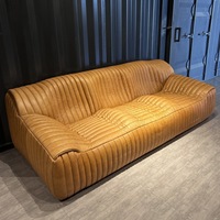 GEDO American Retro Vintage Style Schnitts ofa Leder Karamell Farbe Öl Wachs Schwamm gefüllt Wohnzimmer Modular Sofa Set