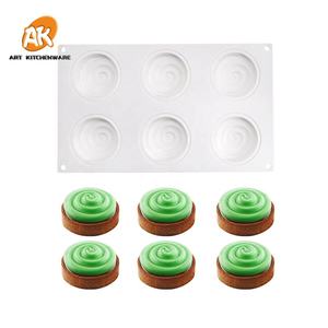Mousse Moules Gâteau Décoration Outils Boulangerie Pâtisserie Outils D'art <span class=keywords><strong>Comestible</strong></span> MC-146 AK 6 cavités Spiricule D'ondulation En Silicone - Product Image 3