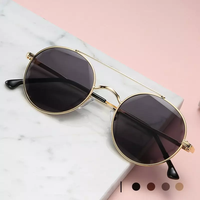 Lunettes de soleil rondes en métal pour femmes, style vintage, double pont, verres dégradés, vente en gros, lunettes de créateur de haute qualité