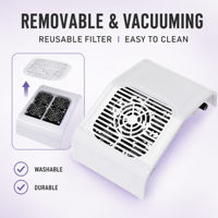 Collecteur de poussière pour ongles haute puissance 80W, quatre ventilateurs intégrés, forte aspiration, large repose-poignet, logo personnalisé pour importateur