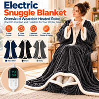 Peignoir chauffant électrique surdimensionné et portable avec manches et poches profondes pour les pieds, température et minuterie réglables