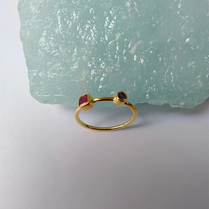 Plata de Ley 925 Rubí Cubic Zircon Azul Zafiro Zircon Anillo minimalista Anillo pequeño - Product Image 4