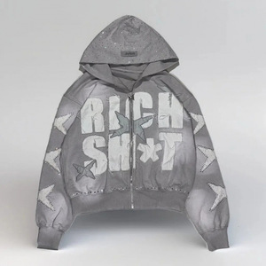 New Streetwear <b>Hoodie</b> Zip Hoody Custom Print logo Digital Cotton <b>Men</b> <b>Hoodie</b> Zipper-up Heavyweight Fleece Full Zip up H - Product Image 2