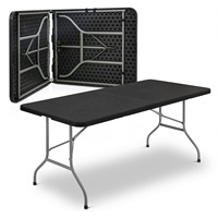 Tables pliantes rectangulaires en plastique HDPE de 240 cm (8 pieds) de couleur noire, robustes, pliables au centre, pour fêtes, vente en gros