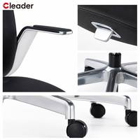 Chaise de bureau exécutive en cuir, pivotante, réglable, ergonomique, à dossier bas, en aluminium, pour dirigeant