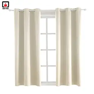 BEGOODTEX Flame Resistant Curtain Fire Retardant Blackout Curtains, Light Beige,1 Panel,inch,safety life for room office hotel