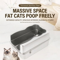 Vansity OEM Bac à litière pour chat en acier inoxydable 201, extra large, avec couvercle amovible, logo personnalisé, styles variés, vente en gros, toilette pour chat