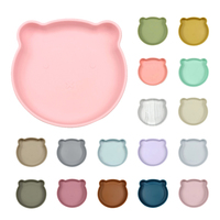 Assiette en silicone sans BPA, bol à ventouse de qualité alimentaire, se fixe à la table, ensemble d'alimentation en silicone pour enfants