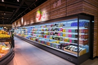 Réfrigérateur vitrine multi-étagères de luxe pour supermarché, 1,3 mètre, avec affichage à distance, refroidisseur ouvert pour légumes