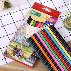 핫 세일 12pcs 저렴한 가격 프로모션 나무 컬러 연필 세트 날카로운 어린이와 학교 나무 컬러 연필
