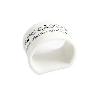 White ceramic with printing decorative Napkin Ring