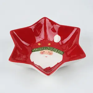 Groothandel Kerst Santa Claus Dolomiet Fruitschaal Keramische Cookie Candy Bowl Met Custom Logo