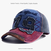 Casquette de baseball unisexe transfrontalière style américain 100 % coton à 6 panneaux, réglable, à calotte profonde, avec broderie de style antique