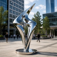 Sculpture abstraite moderne grande flamme en acier poli miroir 304/316, sculpture métallique personnalisée, décoration artistique pour extérieur, jardin, place publique
