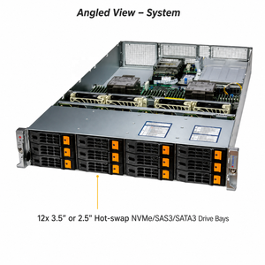 Serveur Supermicro Sys-621h-tn12r 2U, double Xeon, DDR5, 12 baies NVMe SAS PCIe 5.0, GPU, centre de données IA, Sys-621h-tn12r Supermicro Sys-62 - Product Image 6