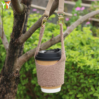 Housse Polaire Teddy pour Tasse à Thé, Sac Porte-Boisson Portable Chaud, Pochette Isotherme Ajustable pour Bouteille, Gobelet, Café, Mug