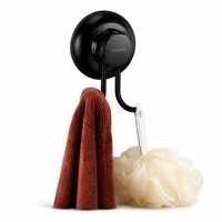 MaxHold 2-Piece Modern Double Suction Cup Hook-Vacuum System-Tanpa Pengeboran, Gantungan Handuk dan Jubah dari Baja Tahan Karat yang Dipasang di Dinding.