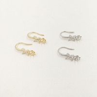 Mode S925 Sterling Silver Jewelry Findings Drop Earring Flower Hook ,18k Gold Plating ,DIY Accessories Silver