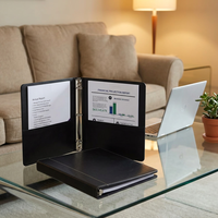Porte-documents en cuir à 3 anneaux avec poches pour documents et rapports professionnels, organiseur rigide