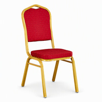 Chaise de banquet rembourrée avec coussin, structure métallique empilable, chaise d'hôtel pour événements, mariages, fêtes, vente en gros