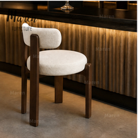 Chaise de restaurant, café, hôtel, style nordique, en bois de frêne antique français, sans accoudoirs, avec dossier, design, en tissu, pour restaurant, café
