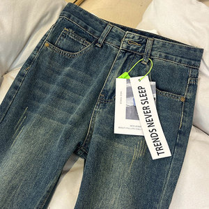 Calças exclusivas Denim Flared das mulheres são na moda Retro Casual Versátil Tecido é macio e confortável resistente ao desbotamento - Product Image 2