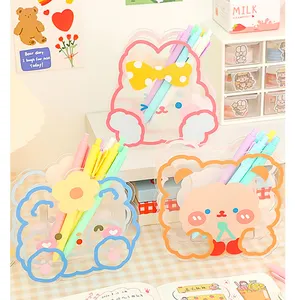 Cute Cartoon Brush Holders Stationery Desk Organizer Accessories Office Supplies Plastic Custom Acrylic Pen Holder