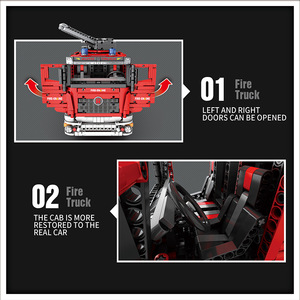 Reobrix 22008 Fire Truck Building <b>Blocks</b> 51 Pieces <b>Plastic</b> Educational Toy for Ages 8-13 - Product Image 5