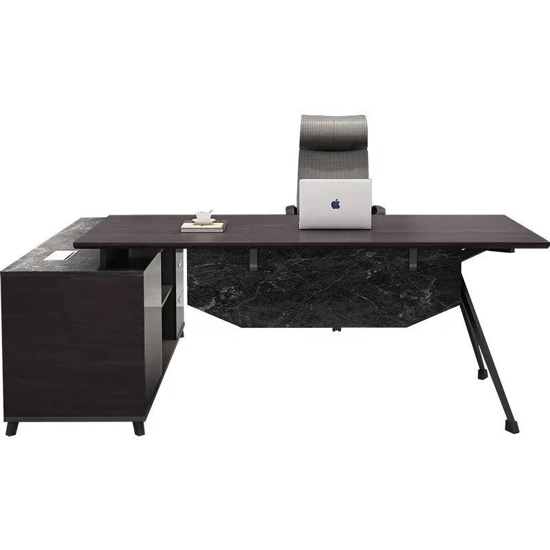 आधुनिक एल आकार की डेस्क लक्जरी कार्यकारी सीओ कार्यालय वाणिज्यिक कार्यालय फर्नीचर सेट-क्रेटोरियो डी ओफिलिना कंप्यूटर टेबल