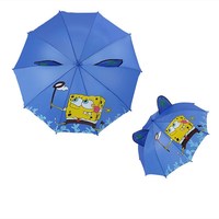 Parapluie droit pour enfants, motif animaux mignons de dessin animé, avec oreilles, protection solaire, LOGO personnalisé, cadre en acier 3D, polyester pongé, 8 baleines en plastique