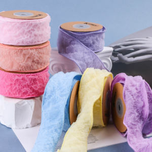 <span class=keywords><strong>Ruban</strong></span> de dentelle sergé Tulle froissé Nœud de coquillage Cadeau floral <span class=keywords><strong>Ruban</strong></span> d'écailles de poisson recyclé - Product Image 4