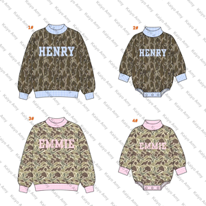 Felpa con Collo Alto Mimetica Personalizzata per Bambini, Outfit Coordinati per Famiglia, Tutina Oversize <span class=keywords><strong>Invernale</strong></span> Mimetica per Neonati - Product Image 3