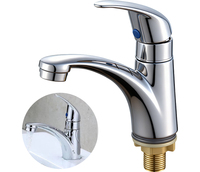 Robinet de lavabo moderne en zinc chromé à trou unique pour salle de bain, robinet mural simple pour eau froide, robinet de cuisine