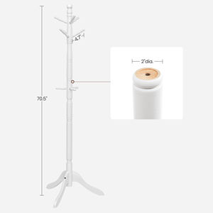 شجرة معطف الرواق من الخشب الصلب VASAGLE مع 10 خطافات رف معطف من الخشب المطاطي لمدخل الرواق - Product Image 6