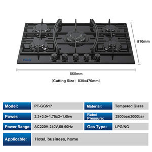 طباخ بالفرن 5 شعلة للبيع بالجملة من الفولاذ المقاوم للصدأ نطاق غاز مضمن مقاوم للحريق لبيوت الفنادق - Product Image 2