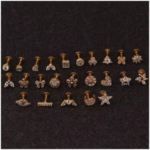 Bijou de piercing anti-allergie en acier inoxydable pour hélix, conque, anti-tragus, barre incurvée en zircon cubique pour cartilage - Product Image 4