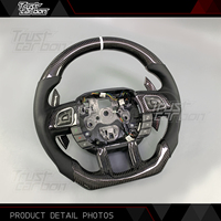 Volant en cuir noir avec surpiqûres blanches en fibre de carbone sergé sur mesure pour Land Rover Range Rover Evoque 2011-2019